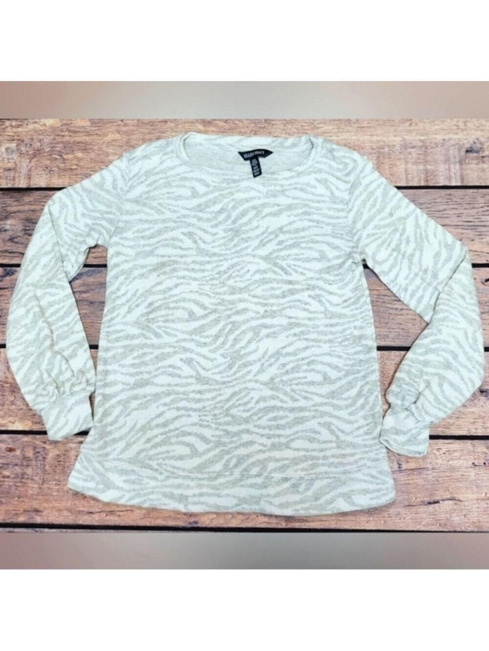 Ellen Tracy Zebra Print Jacquard Crewneck XS - New Without Tags
